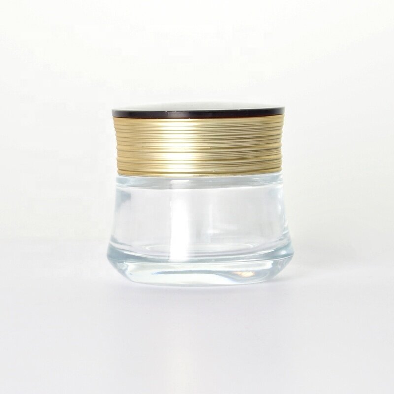 50ml clear glass cream jar with factory price special shape glass jar for skin care cream package