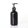 Opaque true black boston round 8 oz 240ml black glass bottle, lotion pump glass bottle