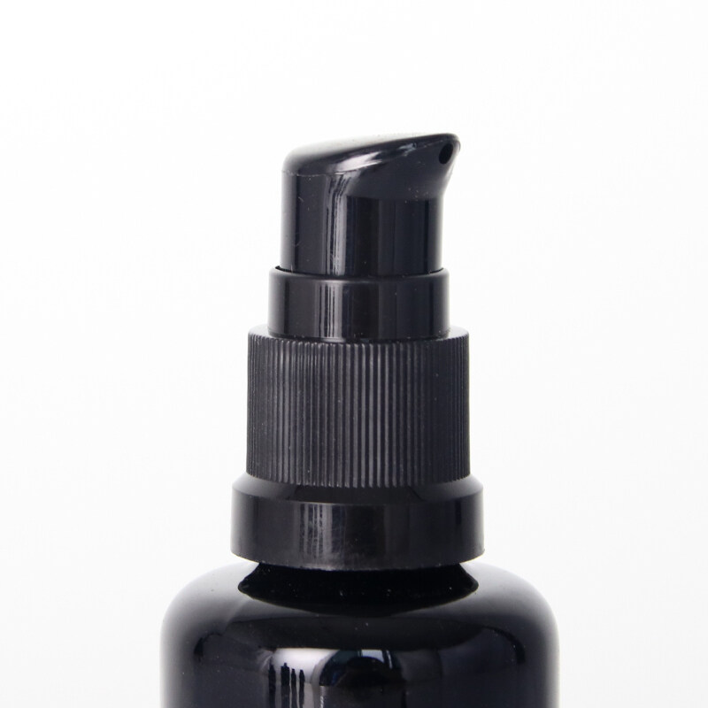 Dark true color bright black glass bottle essential oil essence lotion empty bottle press lotion pump
