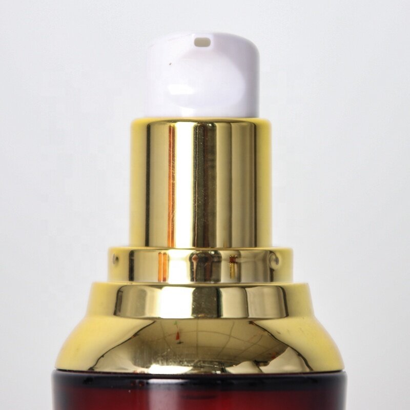 Hot 120ml special shape glass bottle for serum and lotion golden lid glass lotion  bottle amber color