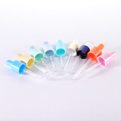 High quality colorful 18/410 plastic dropper with glass pipette for essential oil glass bottle