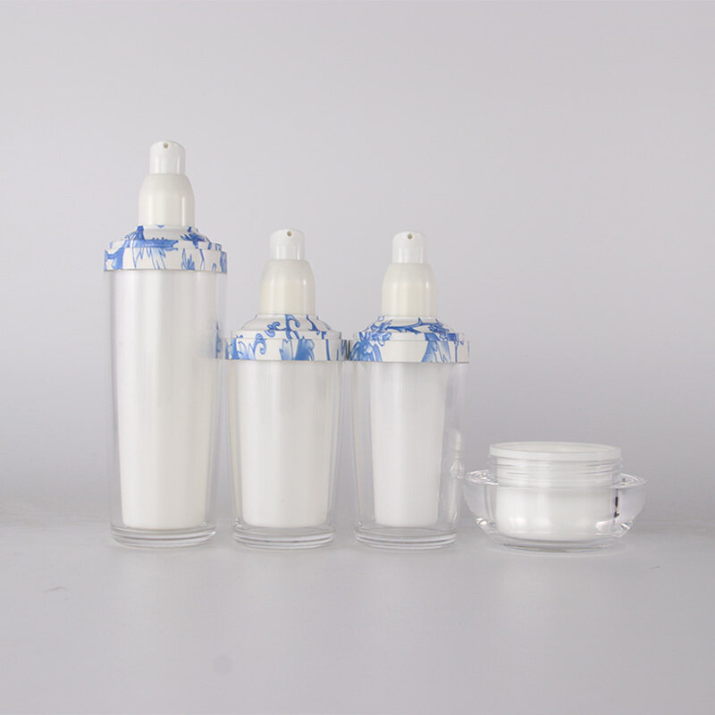 Cosmetic plastic acrylic pump lotion bottle and cream jar wholesale