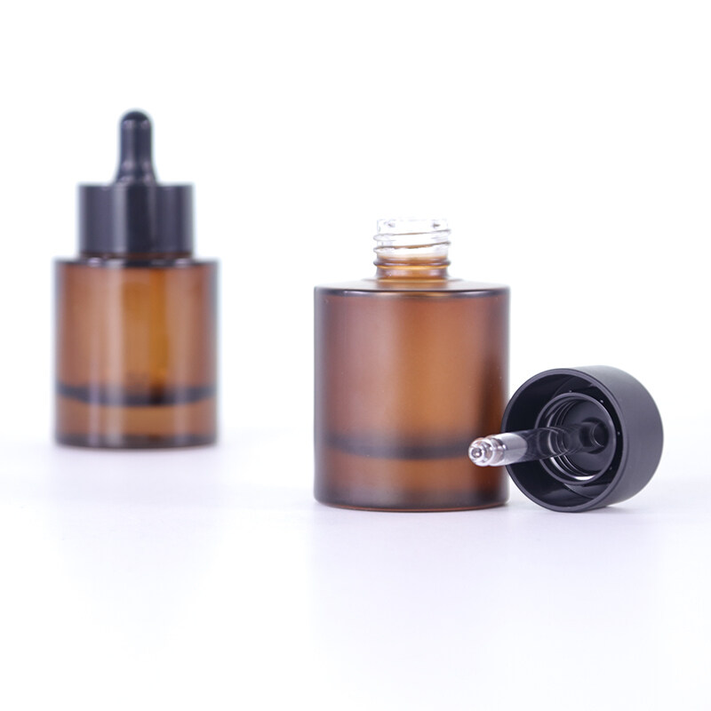 Thick Wall Amber 30ML Glass Dropper Bottle Heavy Bottom 1OZ Glass Cosmetic Toner Pump Serum Bottle For Skincare
