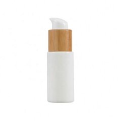 Latest Design Glass Cream Bottle With  Bamboo Pump Spray Cap