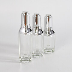 Hot selling 20ml 30ml 40ml  clear glass dropper bottles with aluminum lids glass cosmetic bottles for skin care essential oils