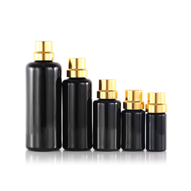 Cosmetic packaging 15ml 30ml 60ml 125ml 200ml black glass spray bottles full glass bottle