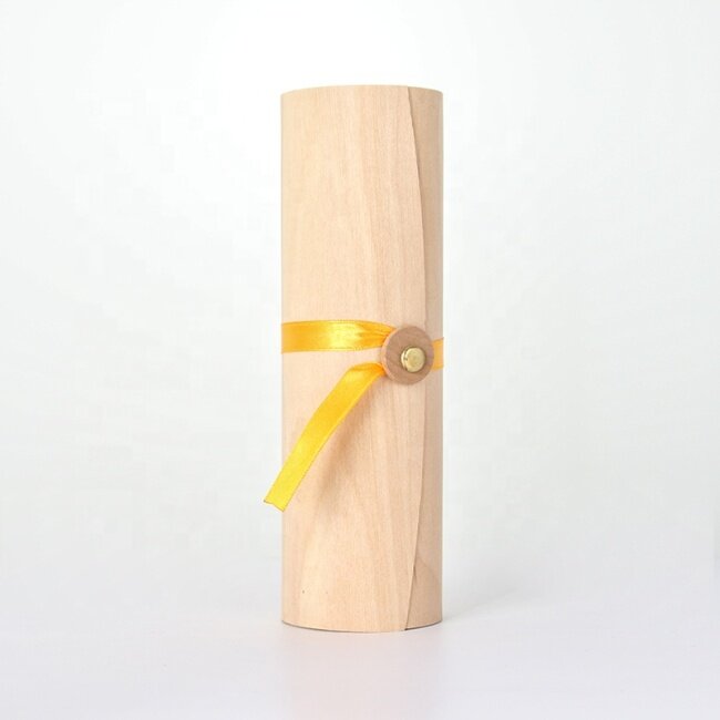 Cylinder shape birch wood box customized wooden box for skin care and cosmetic bottles and jars