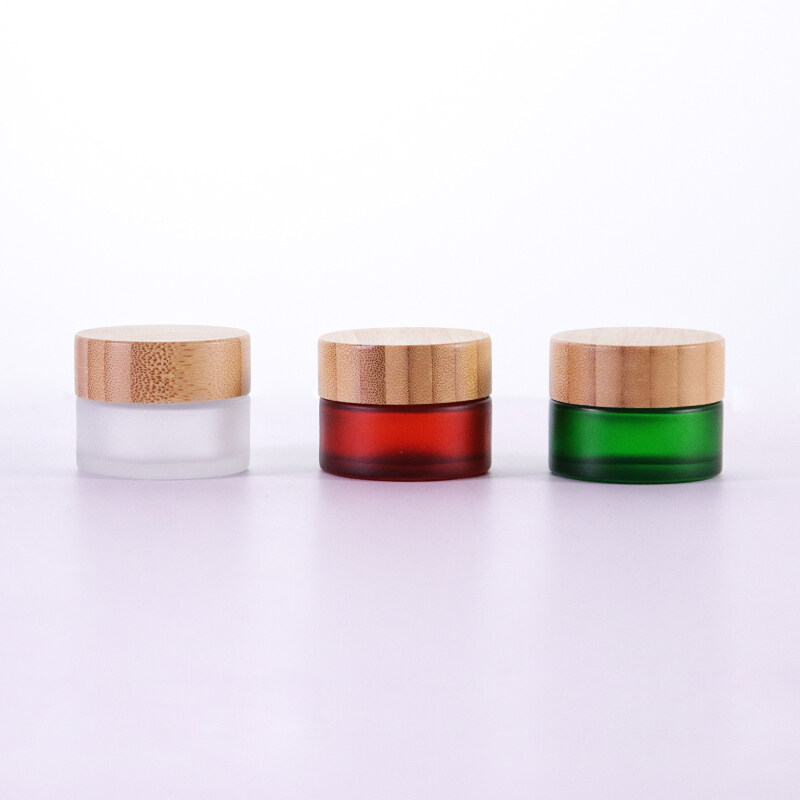 cosmetics containers packaging cosmetic body cream 5g 15g 30g 50g 100g clear glass jar with bamboo wood lid