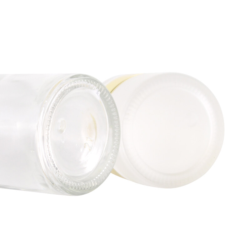 Cosmetic glass skincare bottle and frosted cream container jar with screw cap