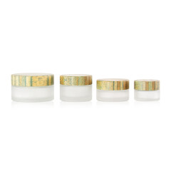 15g 30g 50g 100g clear frosted glass cream jar with bamboo lid