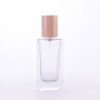 30ml 50ml 100ml thick bottom transparent rectangular perfume spray glass bottle wood perfume cap