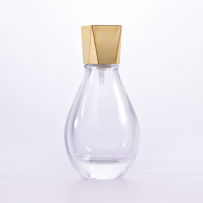 50ml glass perfume bottle water drop bottle body special model metallic plastic cap