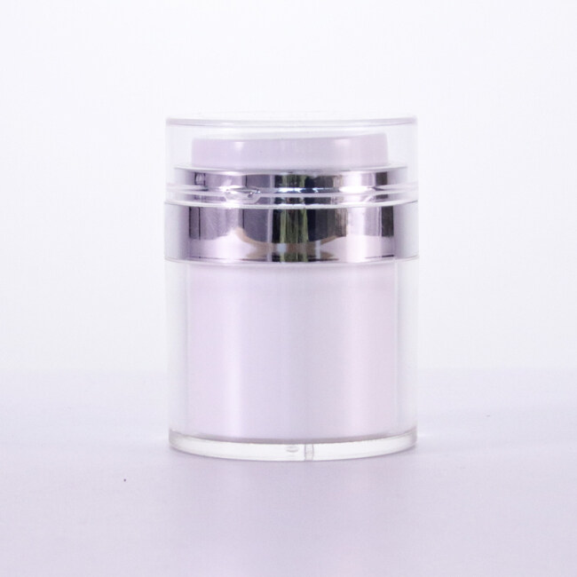White Airless Acrylic Cosmetic Jar Containers with Vacuum press pump