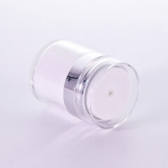 White Airless Acrylic Cosmetic Jar Containers with Vacuum press pump