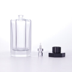 Hot sale 100ml hexagon clear glass thick bottom perfume spray empty bottle