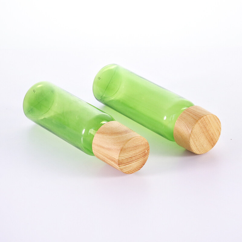 130ml 150ml empty green plastic cosmetic bottles with water transfer plastic lids for skin care cosmetic packaging