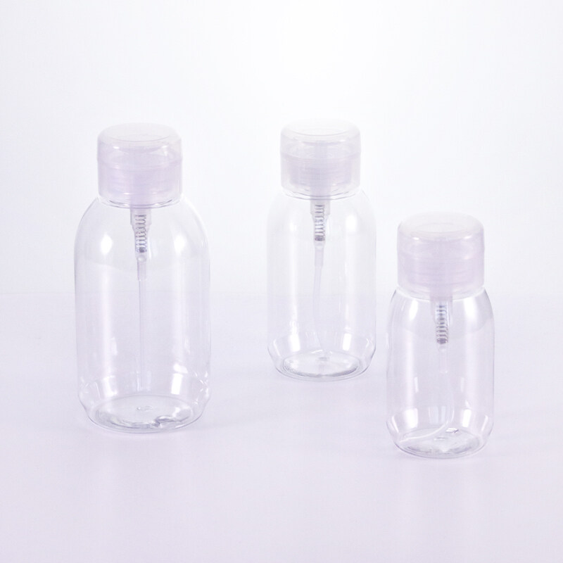 Hot selling 200ml 300ml 500ml Nail Polish Remover Pump Bottle with Flip Top Cap Makeup Remover for cosmetic packaging