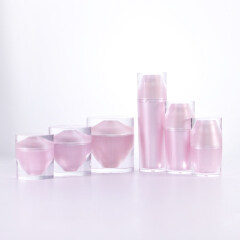Factory price 30ml 50ml 100ml luxury pink Acrylic Lotion Bottles and15g 30g 50g pink jar for skin care cosmetics