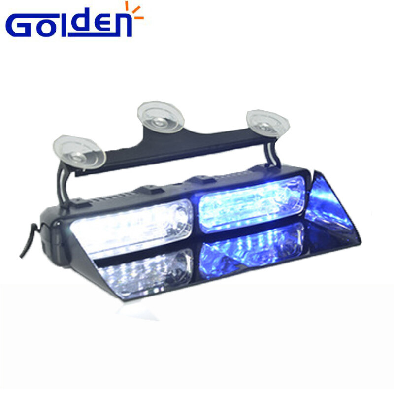 Interior led dash strobe blue warning lights with suction cup bracket