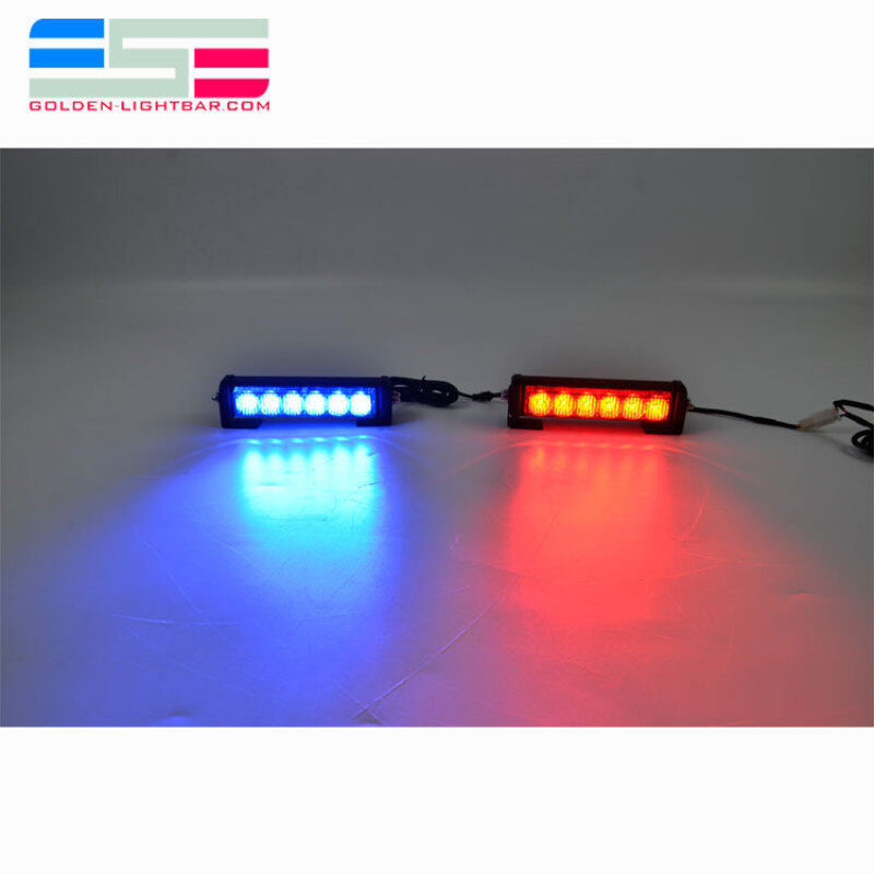IP67 Mini 12V 24V 3Watt 6 LED Red And Blue Police Emergency Strobe Car Warning Light