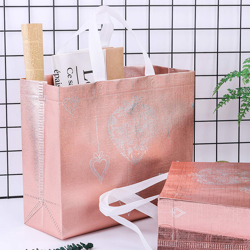 Recycle Eco Friendly Reusable Shopping Rose Gold Non Woven Tote Bag Custom PP Laminated Non-Woven Cloth Gift Bag