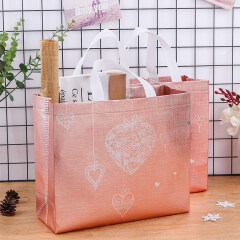 Recycle Eco Friendly Reusable Shopping Rose Gold Non Woven Tote Bag Custom PP Laminated Non-Woven Cloth Gift Bag