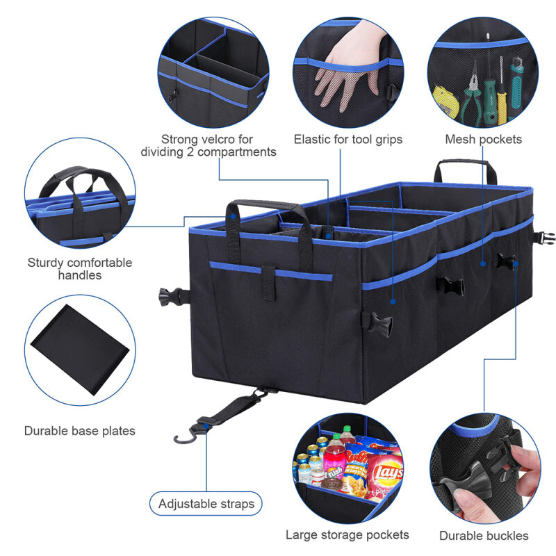 Car Trunk Organizer for Front or Backseat with Insulated Cooler Storage