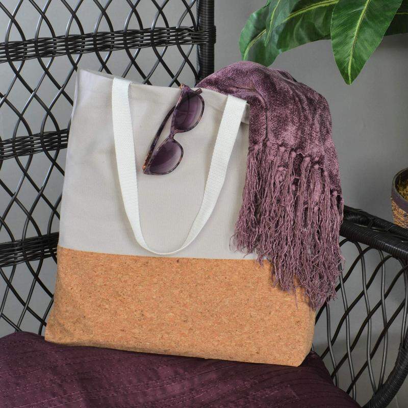 Promotional Cork Tote Bag Unique Gift Fashion Unisex Eco Friendly Cotton Canvas Wood Grain Cork Shopping Bag
