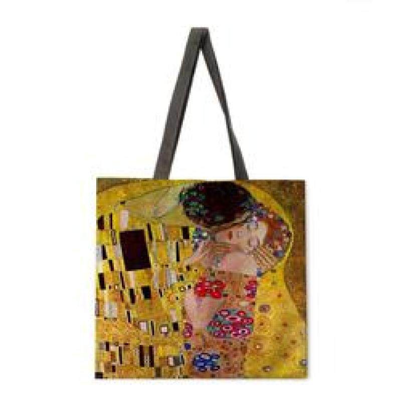 Golden Oil Painting Leisure Tote Bag Reusable Shopping Bag Outdoor Beach Leisure Tote Bag
