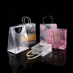 Wholesale Custom LOGO Shopping PP Plastic Clear Tote Bag PVC Package Transparent Gift Bag