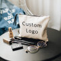 Wholesale Design Custom Logo Printed Plain Organizer Gift Pencil Cotton Canvas Women Travel Makeup Cosmetic Bag