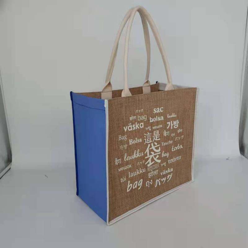Wholesale cheap plain burlap jute tote bag women hessian shopping bag