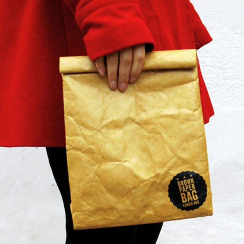 Eco-friendly reusable natural color washable kraft paper cooler bag Takeaway food bag Thermal insulation lunch bag
