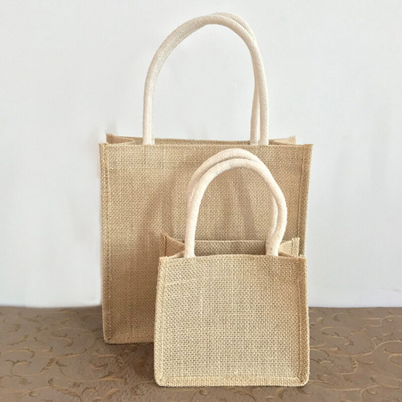 Wholesale jute tote bags  waterproof shopping bags Portable linen beach bag