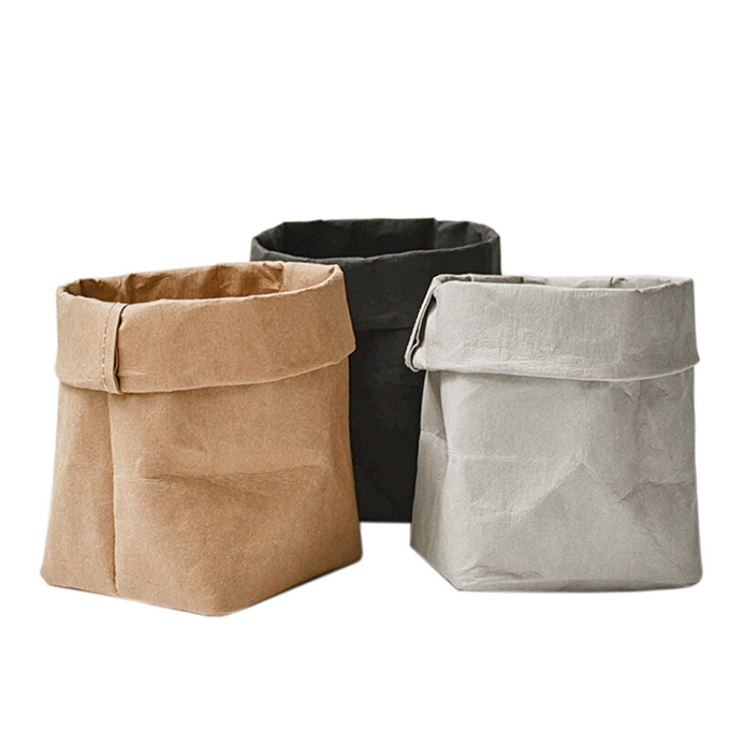 Custom Eco Friendly Stone Black Brown Storage Bag Washable Kraft Paper Bag