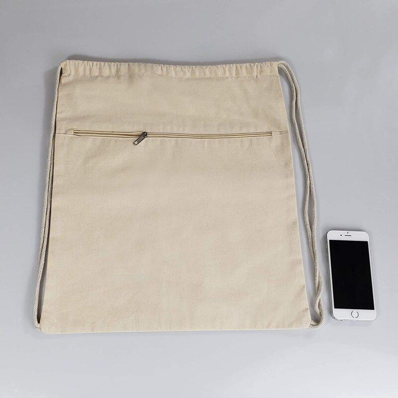 Wholesale drawstring cotton backpack, canvas cotton drawstring bag with logo printing