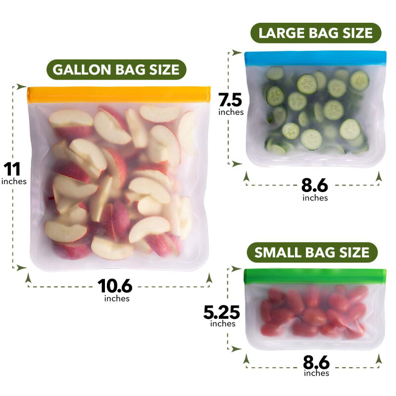 Reusable Eco BPA Free PEVA Food Pouch Sandwich Storage Bag Customized Colour Full Ziplock Bag