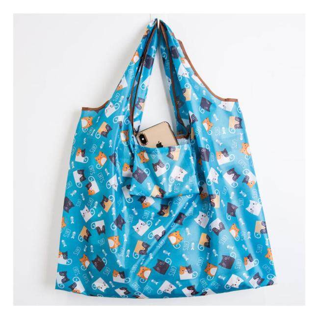 Unisex Foldable Capacity Handy Shopping Bag Reusable Tote Pouch Recycle Storage Handbags Floral Colorful Sample Travel Bag