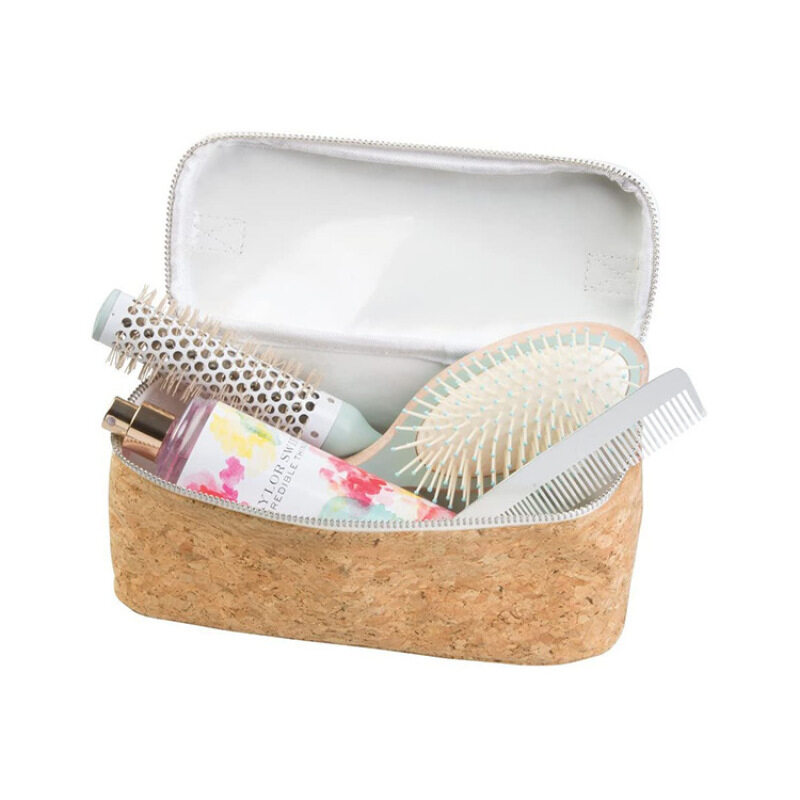 Eco Friendly Organic Cotton Canvas Zipper Packaging Pouch Natural Recycled Linen Cork Makeup Cosmetic Bag