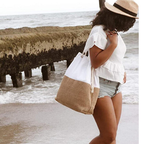 Custom New design Cotton and Linen Beach Bag Summer Tote Bag Cotton Bag