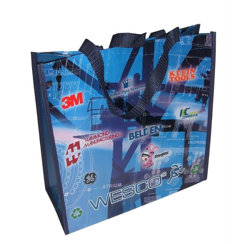 Metallic Promotional Custom Logo Tote Bags PE PP Shopping Bag