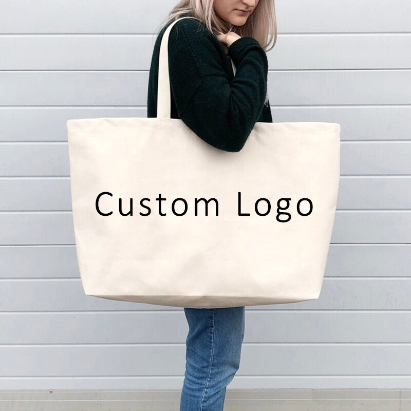 Oversized Grocery Cotton Bag Waxed Canvas Bag Custom Logo Large Tote Bag