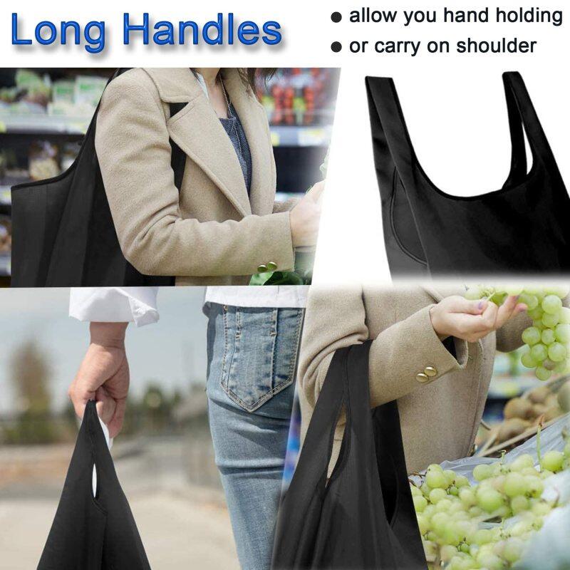Wholesale Foldable Grocery Bags Eco-friendly Pouch polyester reusable folding shopping bag