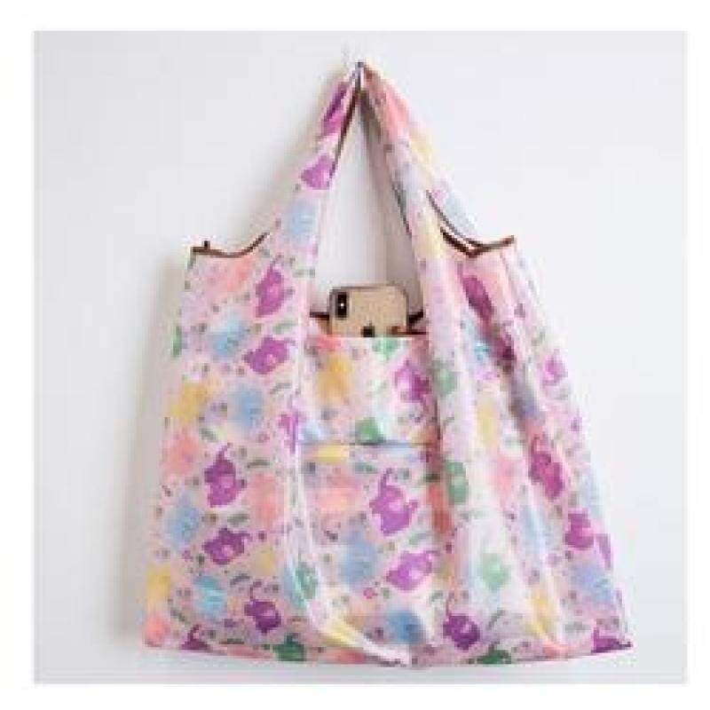 BIG Eco-Friendly Folding Shopping Bag Reusable Portable Shoulder Handbag for Travel Grocery Fashion Pocket Tote Bags