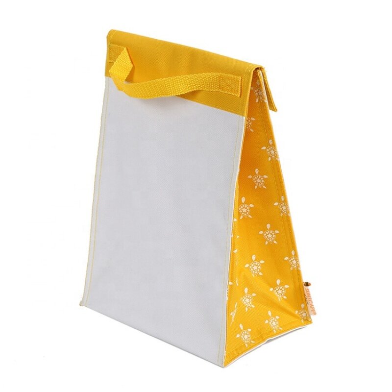 ECO-friendly cheaper price portable reusable yellow insulated grocery shopping tote bags