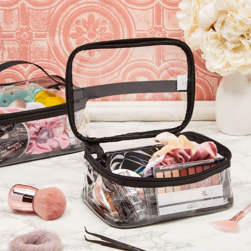 Clear Makeup Bag Clean Cosmetic Bags With Zipper, Portable PVC Clear Toiletry Pouch  Waterproof Clear Toiletry Bags