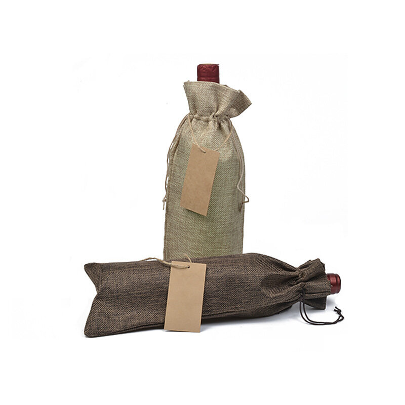 Factory Direct Sales Portable Bulk Wine Bottle Carry Bags Jute Linen Wine Bag