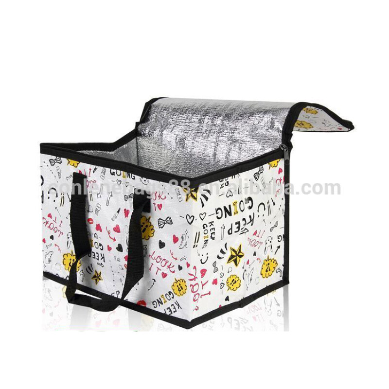 China Supplier Custom Print Waterproof Non woven Custom Logo Large Picnic Aluminium Foil Thermal Ice Insulated Lunch Cooler Bag