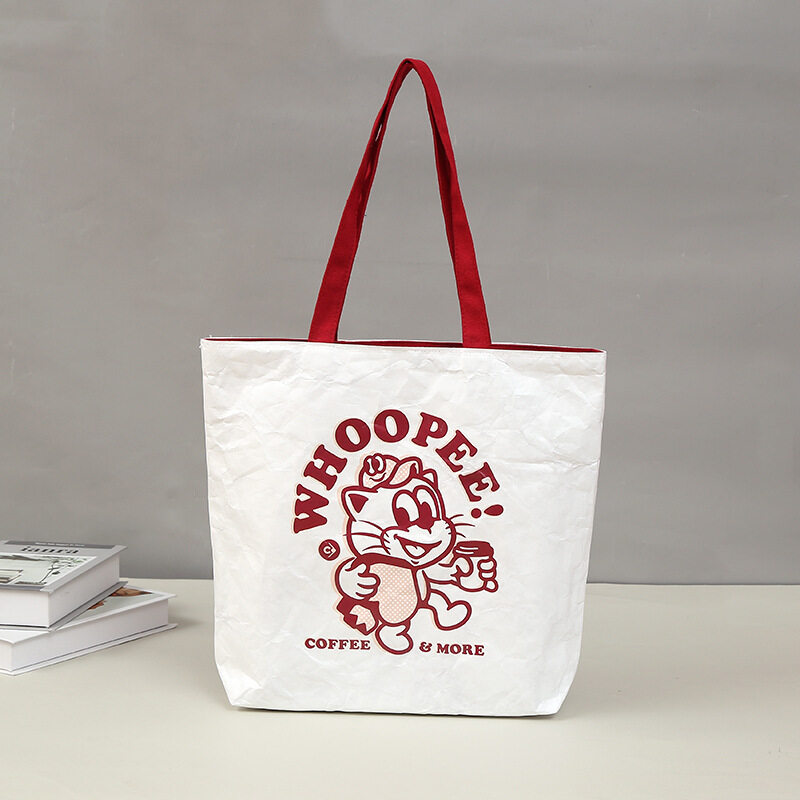 Custom design logo washable paper bag recycled brown paper bag Tyvek paper tote bag