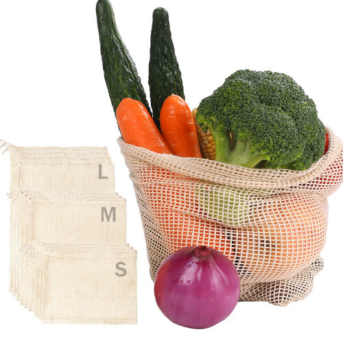 Reusable Cotton Mesh Bag Vegetable Eco Produce Cotton Mesh Vegetable Storage Bag Reusable Shopping Bags